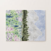 水彩青紫色の花草山 ジグソーパズル (横)