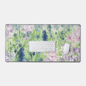 水彩青紫色の花草山 デスクマット (キーボード&マウス)