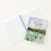 水彩青紫色の花草山 ノートブック (内部)