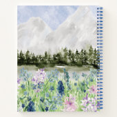 水彩青紫色の花草山 ノートブック (裏面)