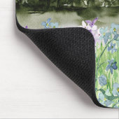 水彩青紫色の花草山 マウスパッド (コーナー)