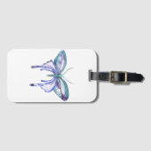 水彩青紫色蝶 ラゲッジタグ (正面横)