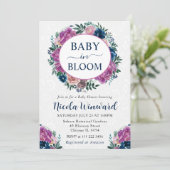 水彩青紫花環嬰兒洗禮派對 招待状 (スタンド正面)