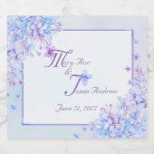 水彩青紫薄紫花 スパークリングワインラベル (シングルラベル)