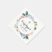 水彩青紫陽花とバラ洗礼 スタンダードカクテルナプキン (角)