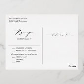 水彩青紫陽花とバラ結婚ズ 箔招待状ポストカード (裏面)