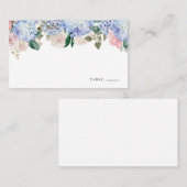 水彩青紫陽花とピンクローズフローラ プレイスカード (正面/裏面)