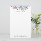水彩青紫陽花と白花フローラ 便箋 (スタンド正面)