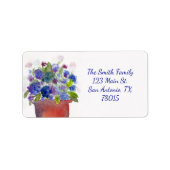 水彩青紫陽花アドレス ラベル (正面)