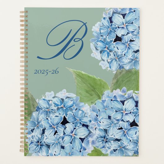 水彩青紫陽花イニシャル プランナー手帳 (正面)