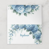 水彩青紫陽花ネームホルダー座席表 プレイスカード (外部開封)