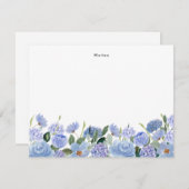 水彩青紫陽花パーソナライズされた ノートカード (正面/裏面)