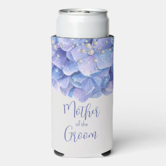 水彩青紫陽花パール スリム缶クーラー