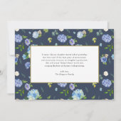 水彩青紫陽花フレーム写真卒業 招待状 (裏面)