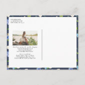 水彩青紫陽花フレーム写真卒業 案内ポストカード (裏面)