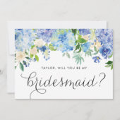 水彩青紫陽花フローラマイブリーズメイド 招待状 (正面)