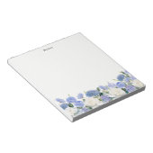 水彩青紫陽花ホワイトローズパーソナライズされた ノートパッド (アングル)