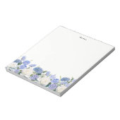 水彩青紫陽花ホワイトローズパーソナライズされた ノートパッド (回転)