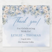 水彩青紫陽花ホワイトローズユーカリ リキュールボトルラベル (シングルラベル)