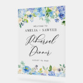 水彩青紫陽花リハーサルディナー アクリルサイン (傾斜)