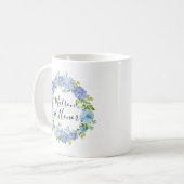 水彩青紫陽花リースマトロンの名誉 コーヒーマグカップ (正面左)