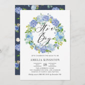 水彩青紫陽花リース男の子 招待状 (正面/裏面)