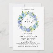 水彩青紫陽花リース確認 招待状 (正面)