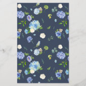 水彩青紫陽花結婚のメニューカード (裏面)