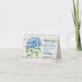 水彩青紫陽花80誕生日 サンキューカード