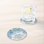 水彩青紫陽花80誕生日 ラウンドペーパーコースター (インサイチュ)