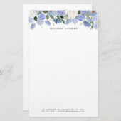 水彩青紫陽花&ホワイトローズフローラ 便箋 (正面/裏面)