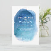 水彩青結婚式招待状 招待状 (スタンド正面)