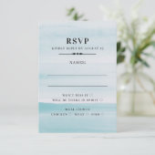 水彩青結婚色。シンプルエレガント航海の 出欠カード (スタンド正面)