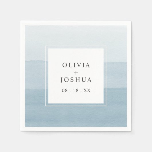 水彩青結婚色 スタンダードカクテルナプキン (正面)