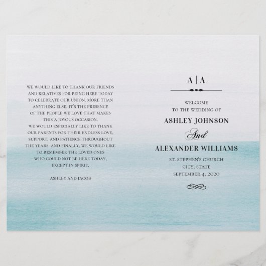 水彩青結婚色。折り返しエレガントプログラム (正面)