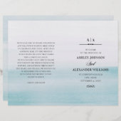 水彩青結婚色。折り返しエレガントプログラム (正面/裏面)