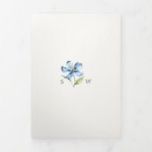 水彩青結婚花 三つ折り招待状 (カバー)