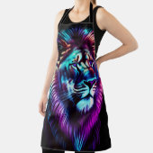 水彩青絵を描紫ライオン エプロン (インサイチュ)