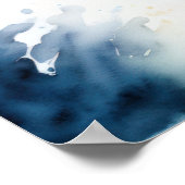 水彩青絵画魚II ポスター (角)