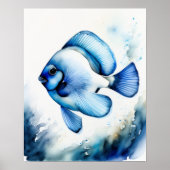 水彩青絵画魚II ポスター (正面)