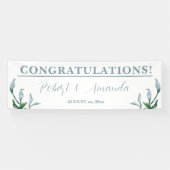 水彩青緑のウェディングレセプション 横断幕 (横)