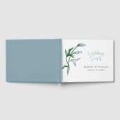 水彩青緑のエレガ葉ントウェディング ゲストブック (全面)