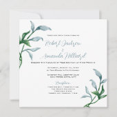 水彩青緑のエレガ葉ントウェディング 招待状 (正面)