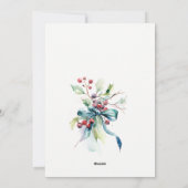 水彩青緑の冬の実りを使ったクリスマス シーズンカード (裏面)