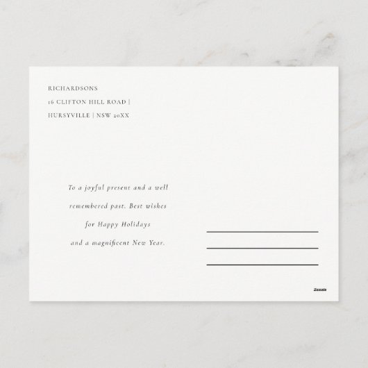 水彩青緑の冬の果実クリスマス シーズンポストカード (裏面)