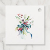 水彩青緑の冬の果実クリスマス フェイバータグ (裏面)