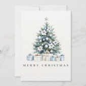水彩青緑の冬の白メリークリスマス シーズンカード (正面)