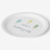 水彩青緑アイスクリームバースデーパーティー ペーパープレート (アングル)