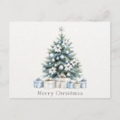水彩青緑クリスマスツリー シーズンポストカード (正面)
