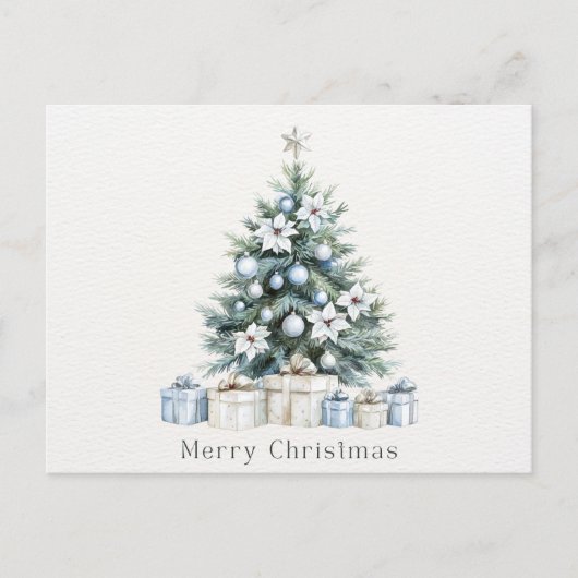 水彩青緑クリスマスツリー シーズンポストカード (正面)